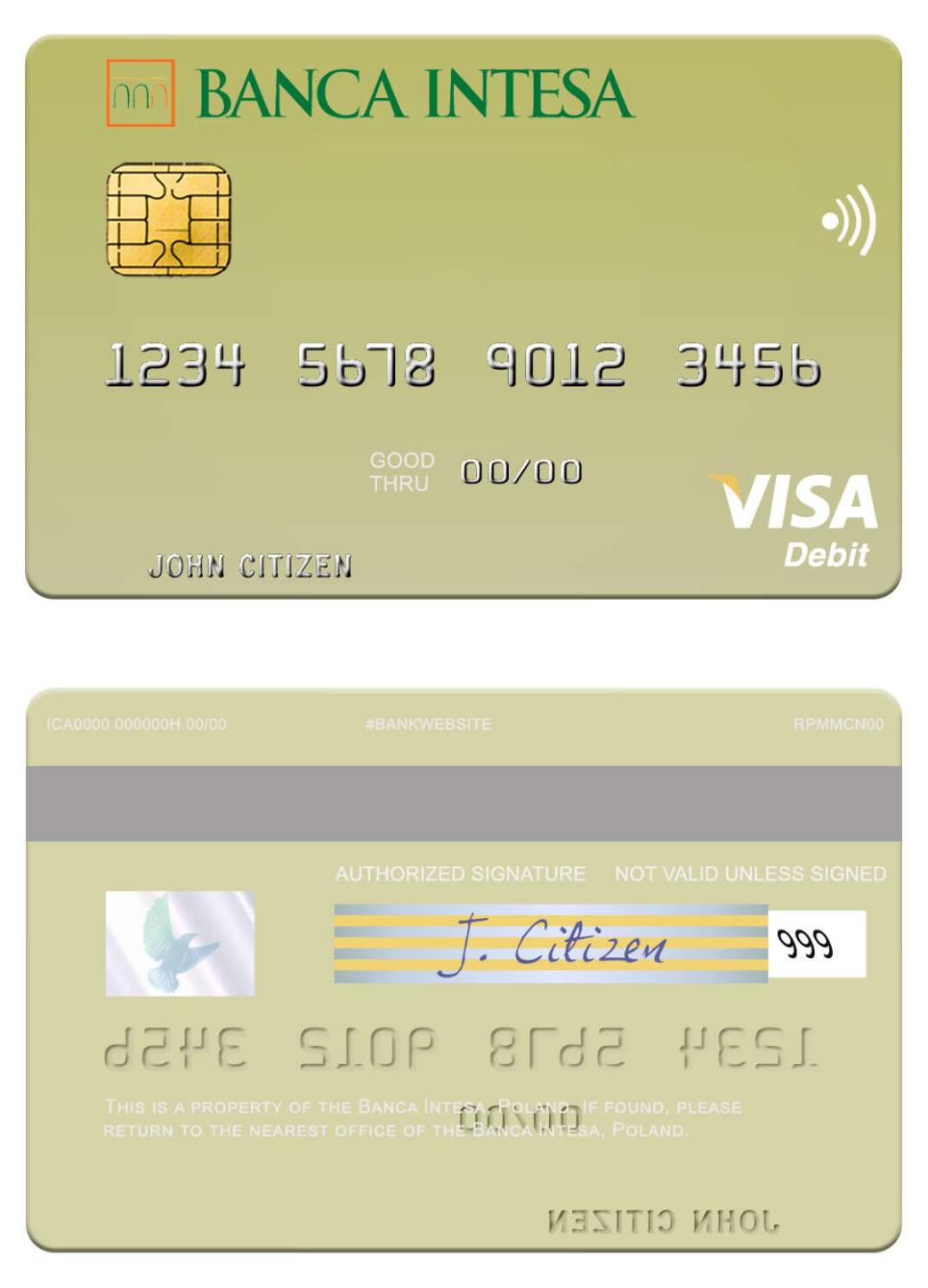 Poland Banca Intesa visa debit card